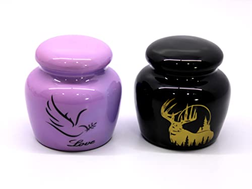 eSplanade Metal Mini Cremation Urn Keepsake Memorial Jar Pot Container | Small Urn for Funeral Ashes Burial | Printed Metal Keepsake