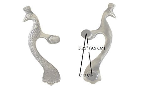eSplanade - Designer Pair of Brass Door Handles (2 pcs) | Handle-Sets | Door Decor | Brass Door Pulls - Peacock Shaped