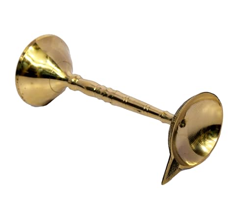 Esplanade Brass Kerala Diya for Pooja - Kutthu Vilakku Samai Diya for Puja Diwali Decorations, Temple & Home Decoration - 7.5 inch