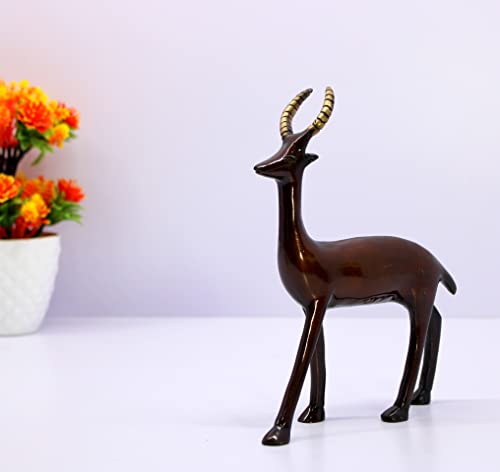 eSplanade Deer/Antelope Pair - Sculpture Showpiece | Decorative Items - Home Decor | Brass - 8" Inches - Brown (Brown)