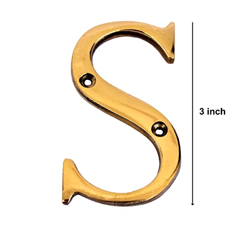 eSplanade - Brass House Hotel Door Name Alphabets - Wall Door Plaque Letter Alphabets - 3" Inches - Golden ("All Alphabet-3")