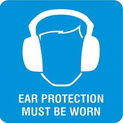 eSplanade Ear Protection Sign Decal Sticker - Easy to Mount Weather Resistant Long Lasting Ink Size (5" x 5")