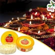Tota Wax Free Pure Cow Ghee Diya Cotton Wicks for Puja with Diya. Combo of 50 Pooja Batti with Diya
