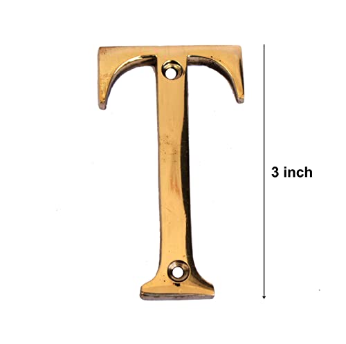 eSplanade - Brass House Hotel Door Name Alphabets - Wall Door Plaque Letter Alphabets - 3" Inches - Golden ("All Alphabet-3")