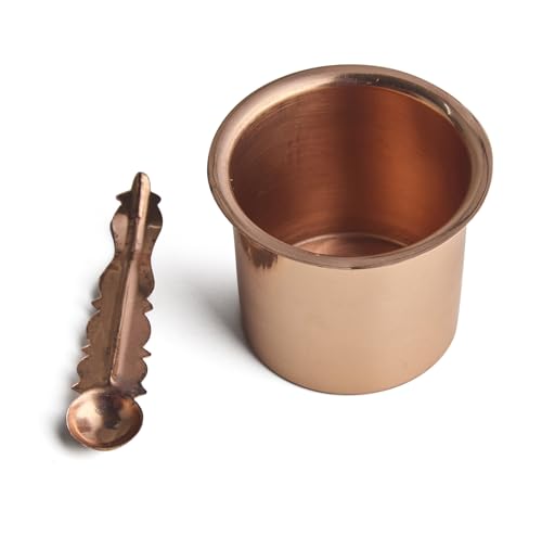 Esplanade Copper Gangajali with Spoon – 3" Ganga Jal Lota Kalash Holder for Home Temple, Pooja Decor Items, Kamandal Chembu Tambi