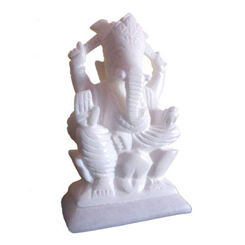 StonKraft Marble Ganesh Ganesha Statue Murti Idol (5" Left Trunk)