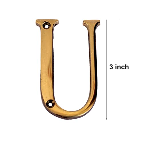 eSplanade - Brass House Hotel Door Name Alphabets - Wall Door Plaque Letter Alphabets - 3" Inches - Golden ("All Alphabet-3")