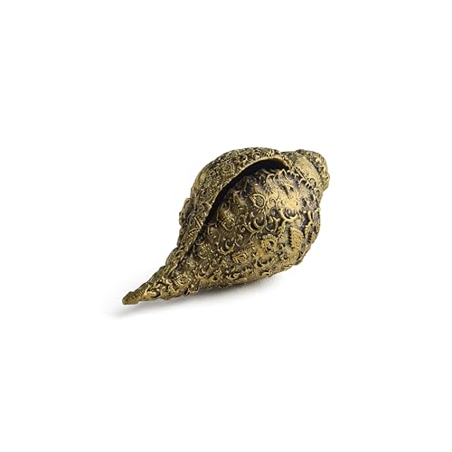 ESPLANADE Brass Narayan Shankh, Vishnu Conch Shell with Vishnu God, Laxmi Maa, and Sheshnag Engraved, 3-Inch Pooja Item, Antique Collectible Piece Light Weight