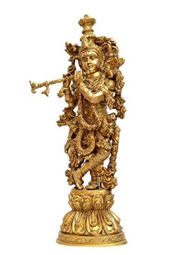 eSplanade - Brass Radha Krishna - Big Size - Brass Radha Idol Statue Sculpture (21") (Krishna Antique)