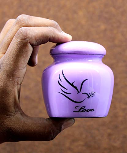 eSplanade Metal Mini Cremation Urn Keepsake Memorial Jar Pot Container | Small Urn for Funeral Ashes Burial | Printed Metal Keepsake