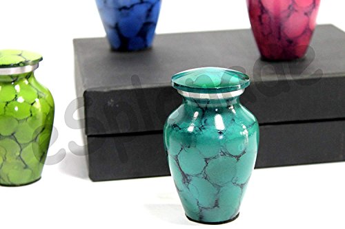 Esplanade- Cremation Mini urn Keepsake Memorial |Set of 4 Small urns for Ashes Funeral Burial Container jar Pot | Blue, Dark Green, Green, Pink - 4.5 Inches