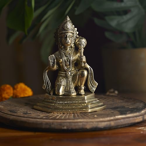 ESPLANADE Brass Hanuman Anjaneya Pavan Putra Bajrangbali Maruti Idol Murti Moorti Statue (6" Inches)