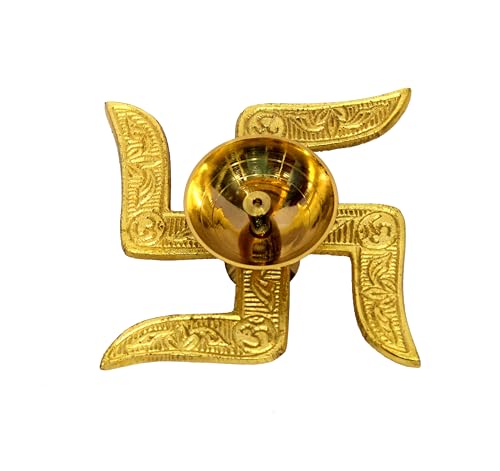 eSplanade Brass Swastik Shape Diya Religious Antique Temple Pooja Articles Home Office & Table Decor Diwali Decoration Peetal Deepak