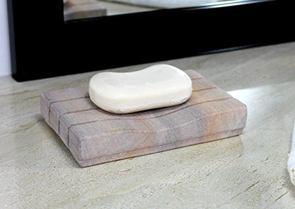 Natural Water Absorbent & Rigged Soap Dish Soap Holder made of Natural Stone - Unique Bath Bathroom Accessories (Vertically Ridged)