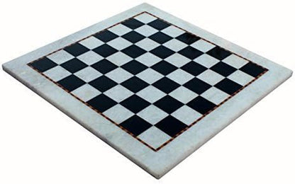 StonKraft Collectible White Natural Stone & Black Marble Chess Board without Pieces Pawns - Decorative Stone Chess - Home DŽcor - 15" Inches