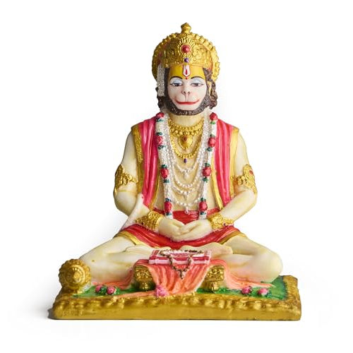 ESPLANADE Resin Hanuman Idol for Car Dashboard – Bajrangbali Murti in Sitting Blessing Pose for Home Temple & Office Décor, Multicolour Sankat Mochan Miniature Desk Statue (7