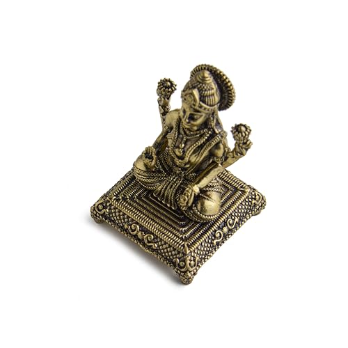 ESPLANADE Brass Laxmi Murti - 3 inch, Small Lakshmi Idol for Home Mandir, Diwali, Pooja Décor, Housewarming Gift Detailin