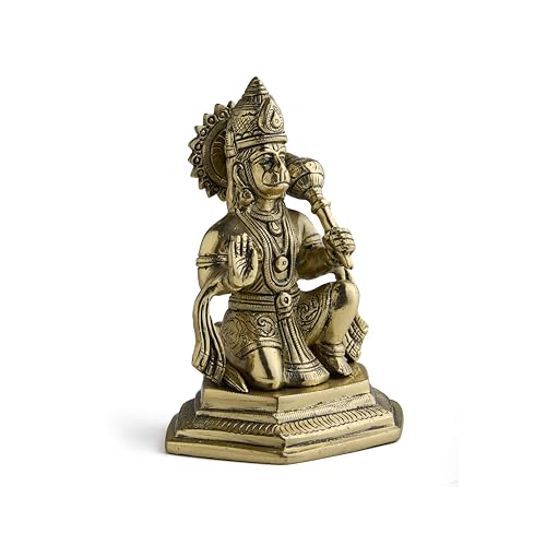 ESPLANADE Brass Hanuman Anjaneya Pavan Putra Bajrangbali Maruti Idol Murti Moorti Statue (6" Inches)