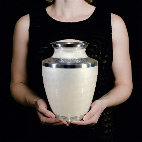 eSplanade Brass Cremation Urn Memorial Jar Pot Container | Full Size Urn for Funeral Ashes Burial | Meenakari Design Metal Urns | Blue - 10" Inches