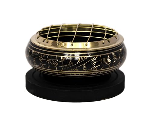 Esplanade Brass Charcoal Incense Burner | Loban Burner, Dhoop Dhuni Burner, Resin Burner for Home & Temple