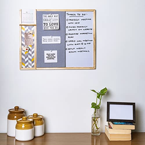 IVEI Combination Board - Pin and White Board Combo - Dry Erase - Bulletin - Metal Board - Calendar | All Purpose to-do Boards for Office, School, Home | 15inX19in (BIG)