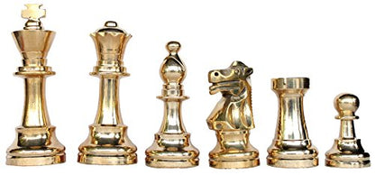 StonKraft Brass Wooden Chess Pieces Pawns Chessmen Figure Figurine Pieces Coins (3.5" King)