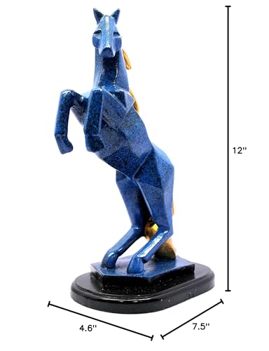 eSplanade Resin Uplifted Legs Horse Rearing Horse Standing Horse Showpiece Sculpture Figurine - Blue - 12" Inches