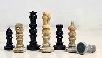 StonKraft Natural Stone Chess Pieces Chessmen Chess Coins (2.5" King) | Chess Accessories | Board Games