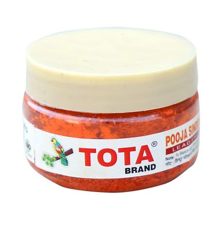 Tota Sindoor for Pooja, Tilak, Hanumanji and Ganesh ji Puja | 100% Lead Free | Pack of 4 (20gm x 4) | Colour - Orange