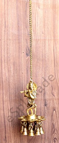 eSplanade - Krishna Wall Hanging Diya with Bells & Chain | Oil Lamp | Home Decor | Diya, Deepak, Deepam - Brass