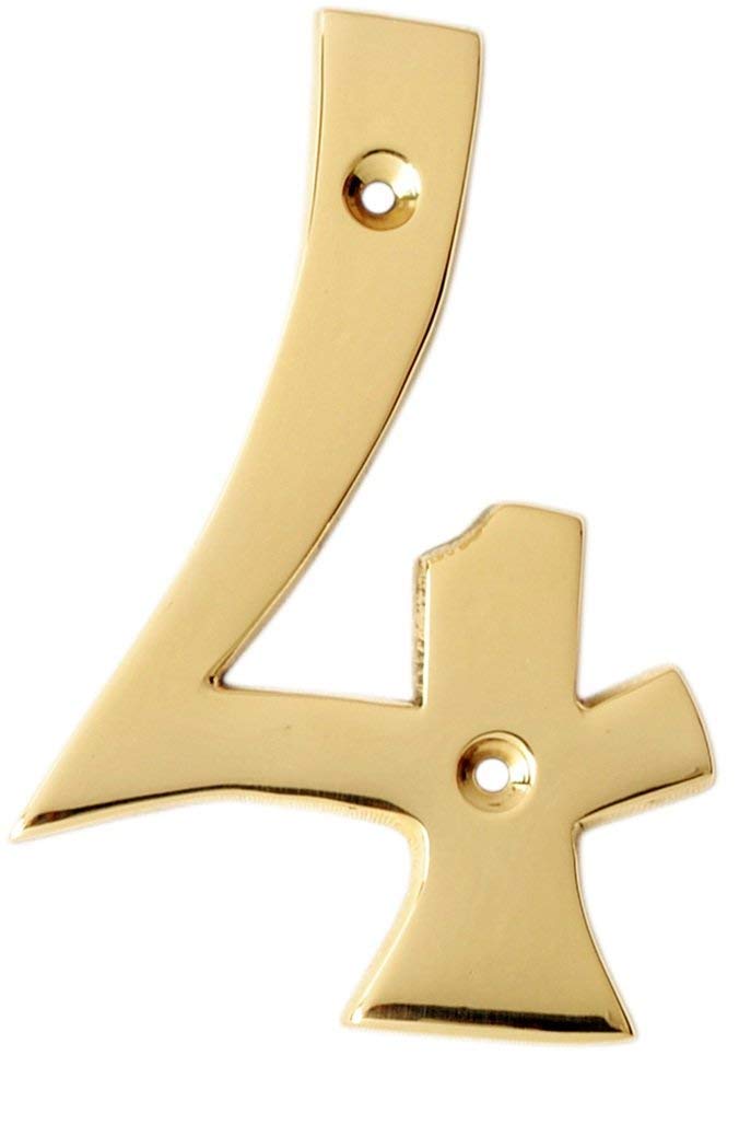 eSplanade 4" Brass House Hotel Door Number Plaque Numeric Numerical Digit 0-9 (8 (Eight))