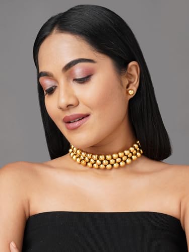 Binnis wardrobe beaded five lines Beautiful handcrafted menakari lotus necklace set