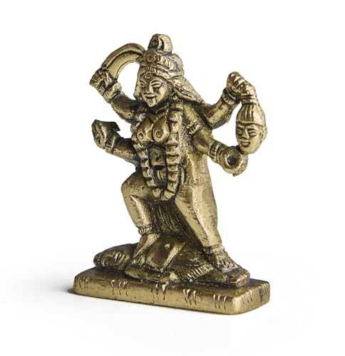 ESPLANADE Brass Maa Kali Murti for Car Dashboard – Goddess Kali MATA Idol for Home Temple, Office Desk, Religious Figurine (2.7" Inches)
