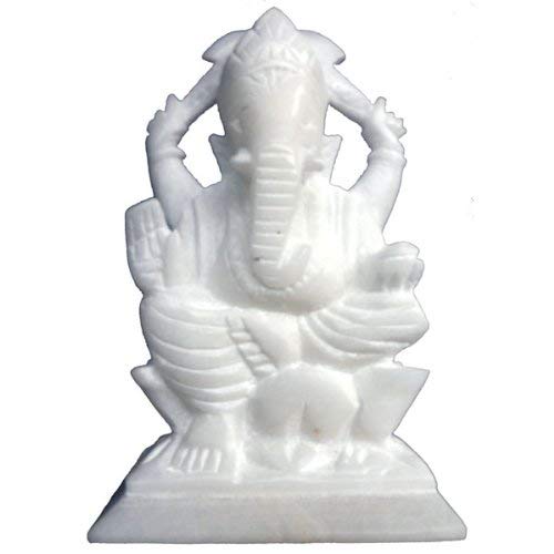 StonKraft Marble Ganesh Ganesha Statue Murti Idol (5" Left Trunk)