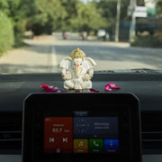 ESPLANADE Resin Ganesh Murti for Car Dashboard Ganesha Idol for Home Temple & Office Desk DŽcor, Ganpati Miniature Statue for Mandir (3.7" Inches)