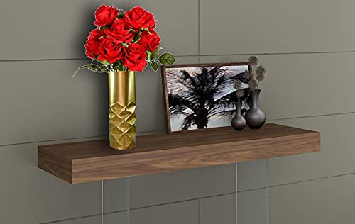 eSplanade Metal Flower Vase Flower Pot Holder Decorative Showpiece - Home Decor - Golden - 11" Inches