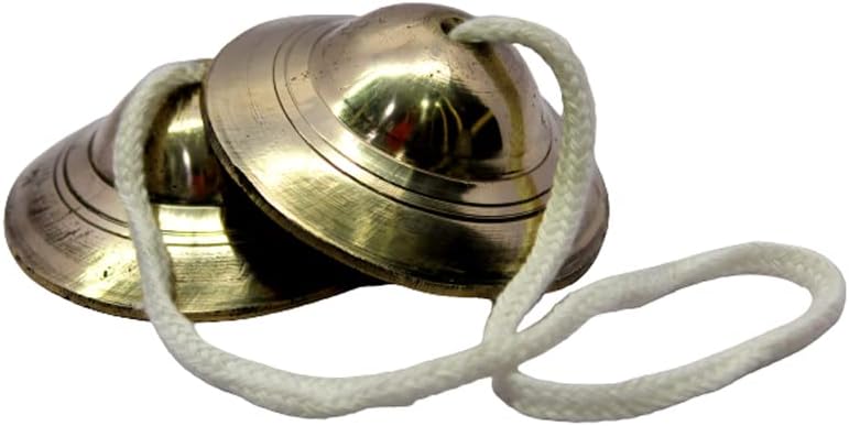 eSplanade Brass Manjeera set Clash Cymbals Hand Cymbals - 3" & 2.4" Inches Dia. - Golden