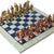 StonKraft Collectible Australian Marble and Lapis Lazuli Chess Board Set + Brass Chess Pieces Pawns - Decorative Stone Chess - 15" Inches