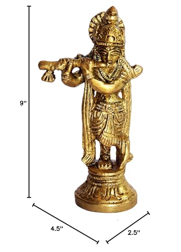 Esplanade - Brass - 3.5" - Krishna Makhan Chor Laddoo Gopal Baby Krishna Kishan Thakurji Murti Idol Statue Sculpture