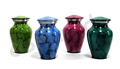 Esplanade- Cremation Mini urn Keepsake Memorial |Set of 4 Small urns for Ashes Funeral Burial Container jar Pot | Blue, Dark Green, Green, Pink - 4.5 Inches