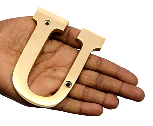 eSplanade Brass House Hotel Door Name Alphabets - Wall Door Plaque Alphabet Letter - Golden - 4" Inches (All Alphabets- 4")