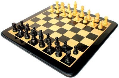 StonKraft Ebony Wooden Chess Board Ebony Wooden Chess Pieces 21" x 21" inches Large