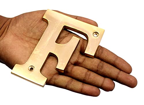 eSplanade Brass House Hotel Door Name Alphabets - Wall Door Plaque Alphabet Letter - Golden - 4" Inches (All Alphabets- 4")