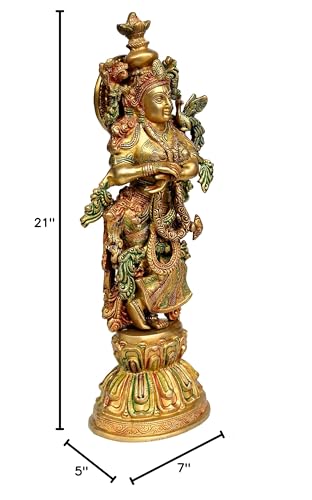 eSplanade - Brass Radha Krishna - Big Size - Brass Radha Idol Statue Sculpture (21") (Krishna Antique)