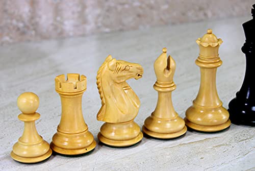 StonKraft Staunton Style Wooden Chess Pieces Chessmen Chess Coins (4" King with Extra Queens)