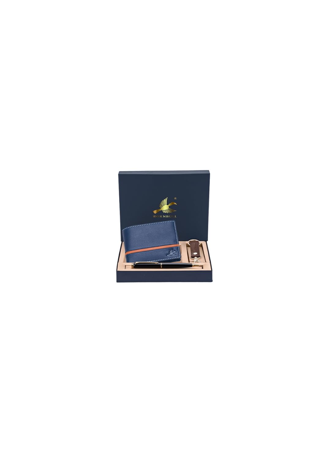 HORNBULL Denial Navy Mens Leather Wallet | Leather Wallet for Mens & Valentine Gift Hamper | Branded Mens Wallet