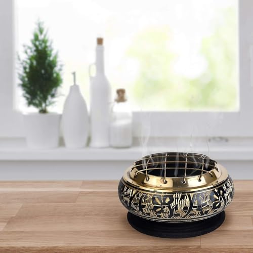 Esplanade Brass Charcoal Incense Burner | Loban Burner, Dhoop Dhuni Burner, Resin Burner for Home & Temple