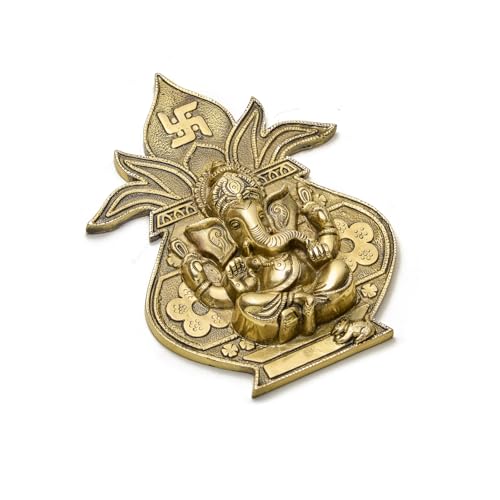 ESPLANADE Brass Ganesha Kalash Wall Hanging – Sathiya Design, Heavy Solid Brass Door and Home Décor, Mandir Pooja Decoration, Housewarming (Kalash with Ganesh)