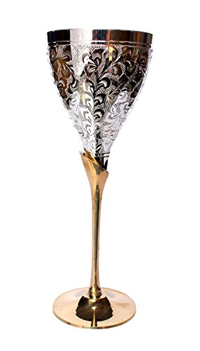 StonKraft eSplanade Engraved Brass Goblet Champagne Glasses Flutes Coupes Wine Glass Set