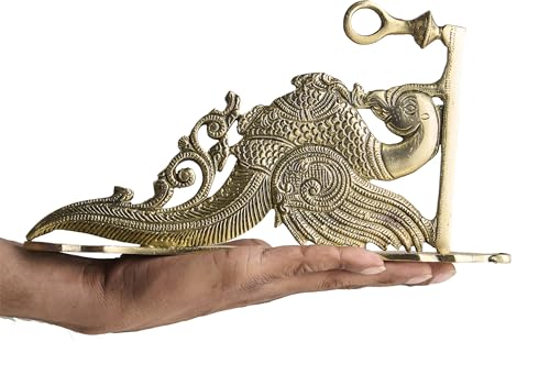 Esplanade Brass Peacock Wall Bracket – Traditional Handcrafted Wall Hanger for Diya Lamp, Bell, Home Décor (11.8" Inches)